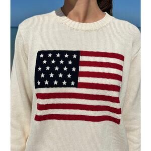 American Flag Sweater | Cable Knit Sweater Cream